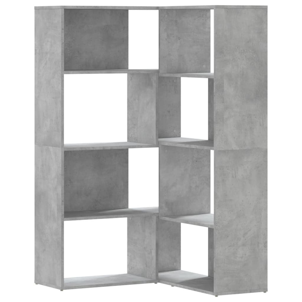 vidaXL Rohová knihovna 4 police betonově šedá 85x85x140 cm Obrázek produktu 
