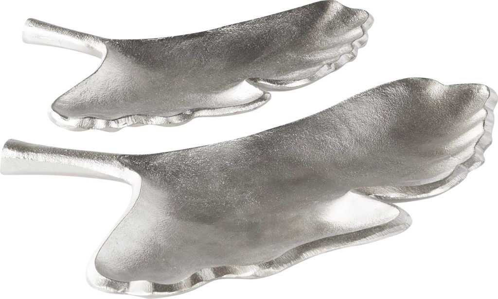 BELIANI Dekoschalen Silber 2er Set Ginkgo Blätter Schmuck Tablett Schmuckschale Geschenkidee Modern Tischdeko Dekoaccessoires