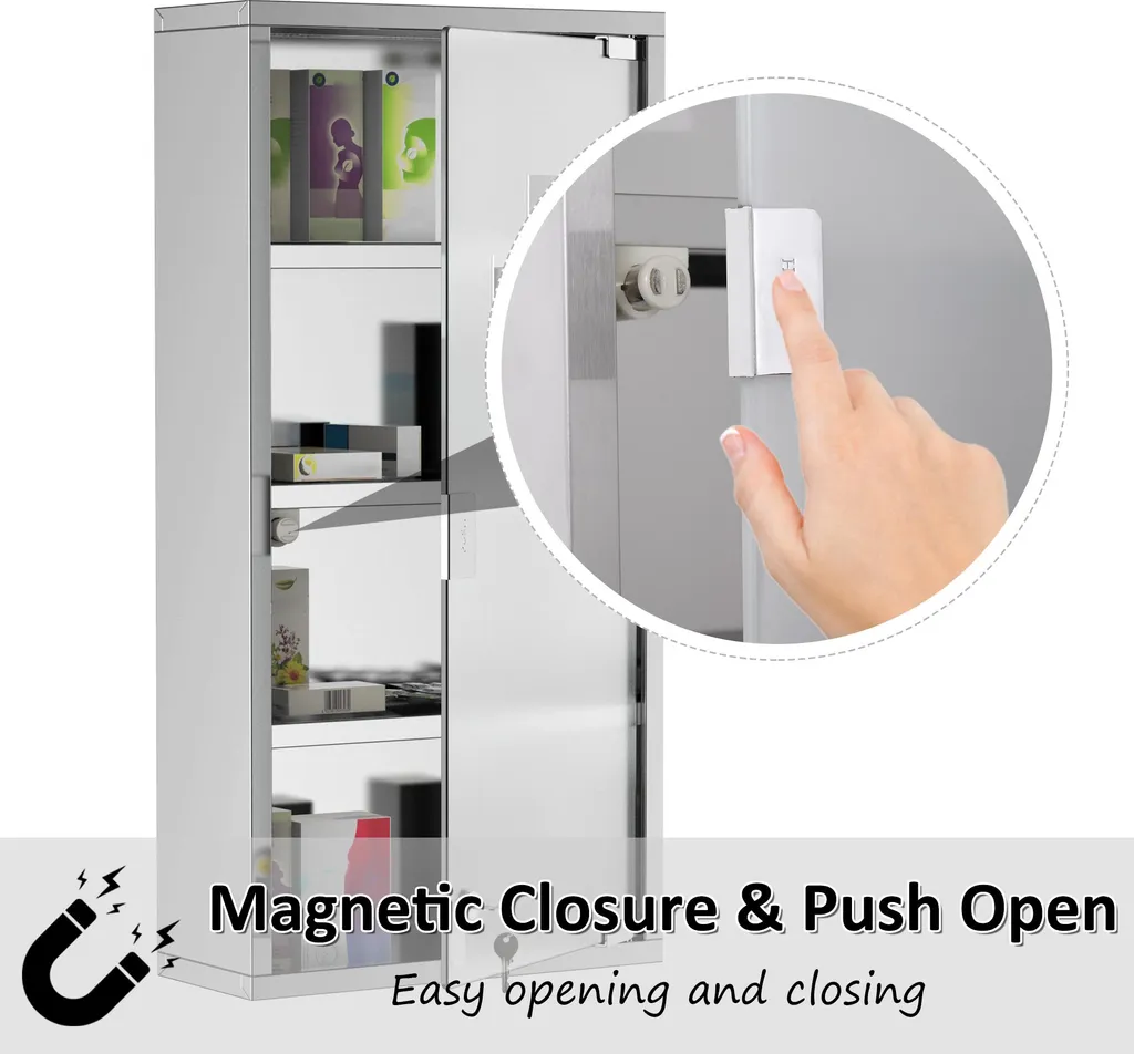 Armoire à médicaments murale inox avec serrure pour la maison