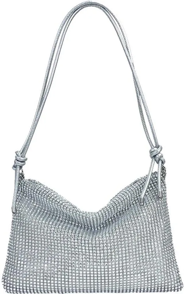 Sac bandoulière argenté brillant pour mariage et cocktail de prestige