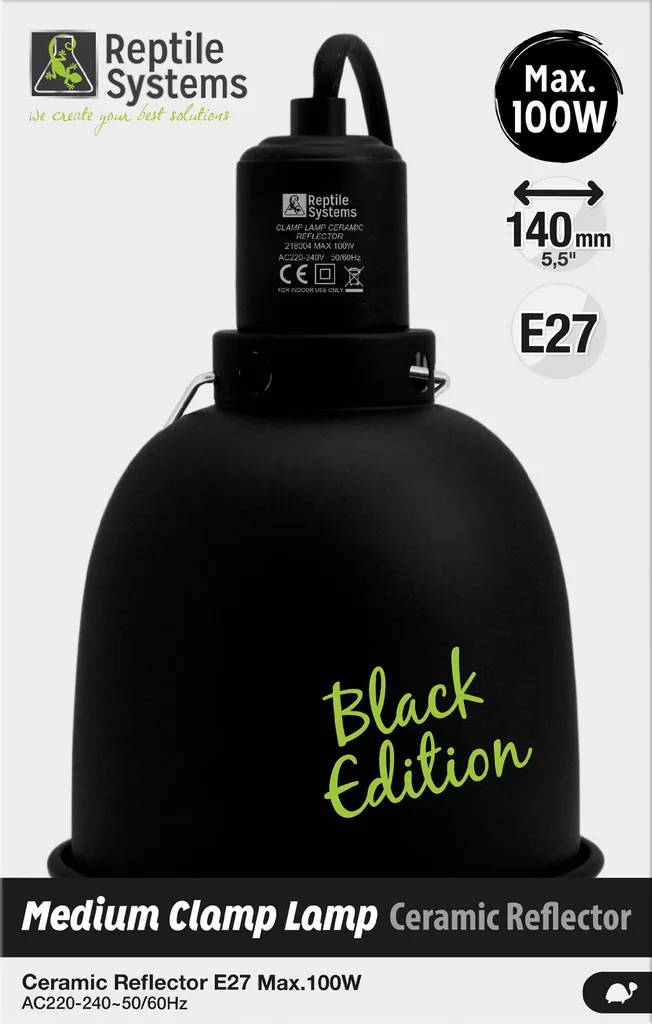 Support de Lampe à Pince pour Terrarium Reptile Systems Black Edition M