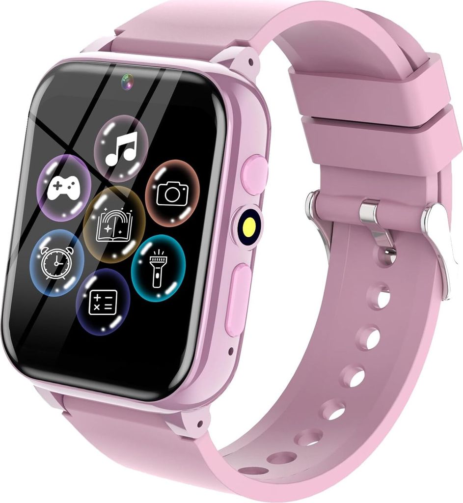 Kinder-Smartwatch mit Wecker, 26 Spiele, Lernkarte, Hörbuch, Kamera,Videoplayer,Musikrekorder, Taschenrechner, Kalender, Taschenlampe,Schrittzähler