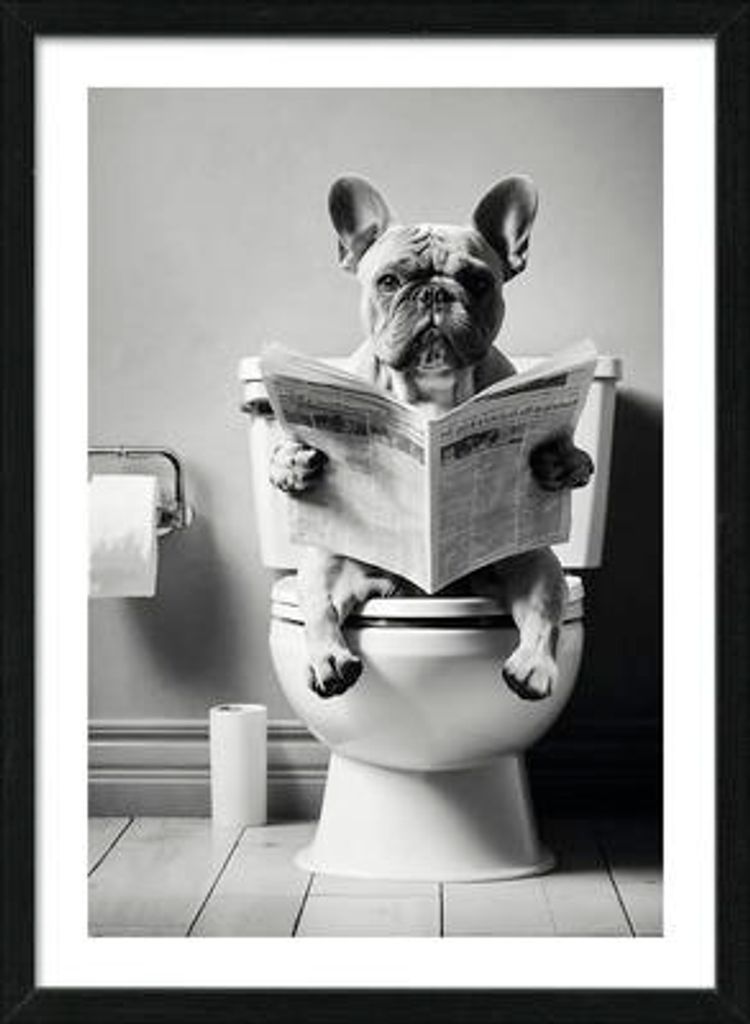 Gerahmtes Bild Lustige Bulldogge 53x73 cm