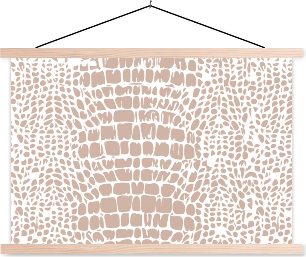 MuchoWow Textilposter Tiermuster - Schlange - Rosa - Pastell 120x80 cm mit holzfarbenen Rahmen - Aufhängeset