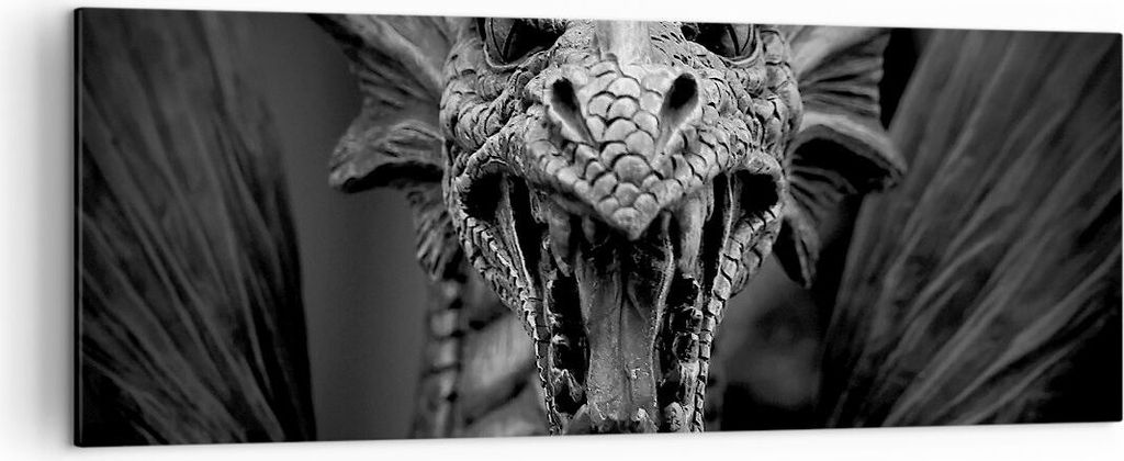 Bild auf Leinwand - Leinwandbild - Drache Kreatur Waage - 140x50cm - Wand Bild - Wanddeko - Leinwanddruck - Bilder - Kunstdruck - Wanddekoration - ...