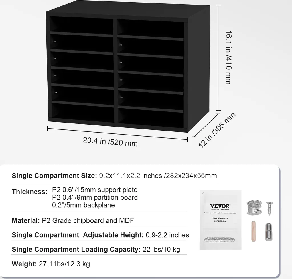 Solution anti-désordre : Classeur 12 compartiments VEVOR pour courrier - 7