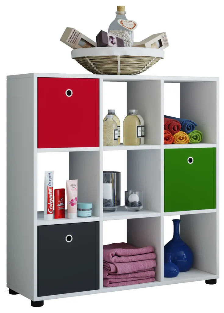 Meuble diviseur de salle de bain VCM Benos 3x3 étagère blanche 93cm