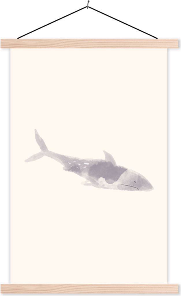 MuchoWow Textilposter Fische - Meerestiere - Aquarell - Zeichnung 120x180 cm mit holzfarbenen Rahmen - Textil-Plakat