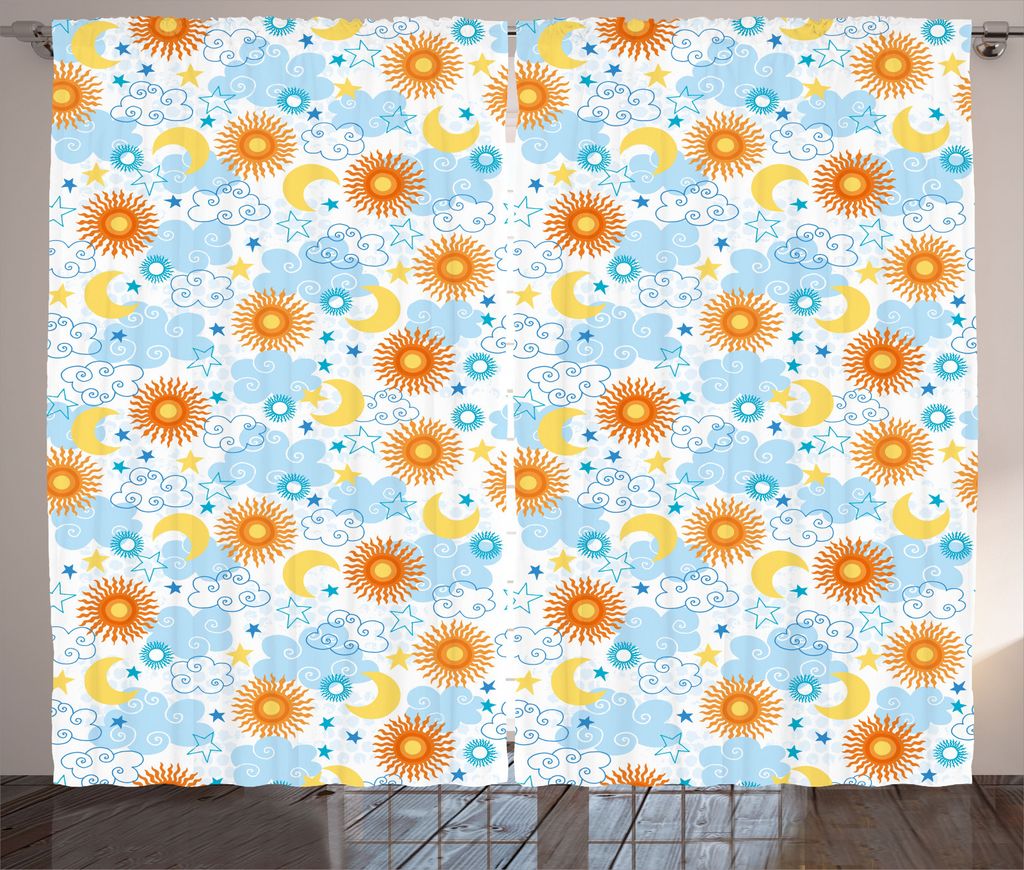 ABAKUHAUS Platz Rustikaler Vorhang, Celestial Elemente Tile, Wohnzimmer Universalband Gardinen mit Schlaufen und Haken, 280 x 245 cm, Mehrfarbig