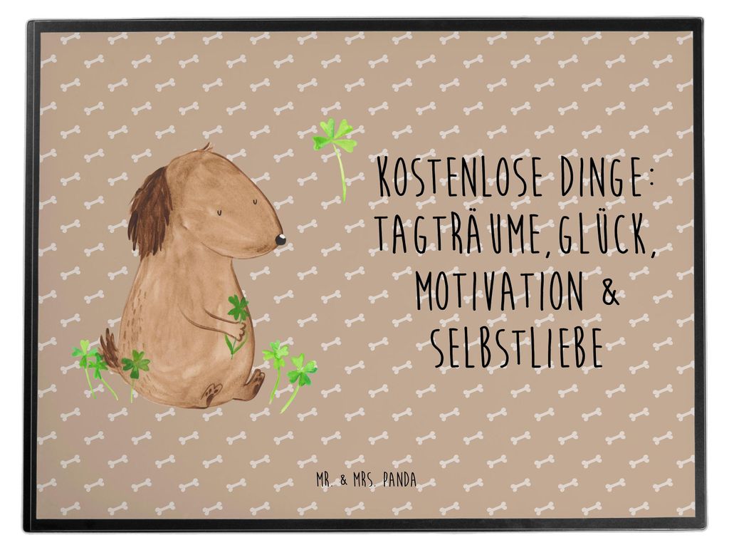 Mr. & Mrs. Panda Schreibunterlage Hund Kleeblatt - Hundeglück - Geschenk, schreibauflage, schreibtischauflagen, Neuanfang, Schreibtischauflage, sc...