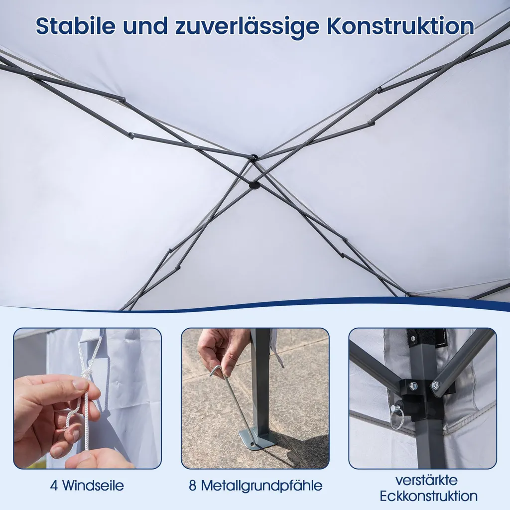 Pavillon 3x3m Pop up Pliable COSTWAY avec Sac à Roulettes pour Jardin - 5