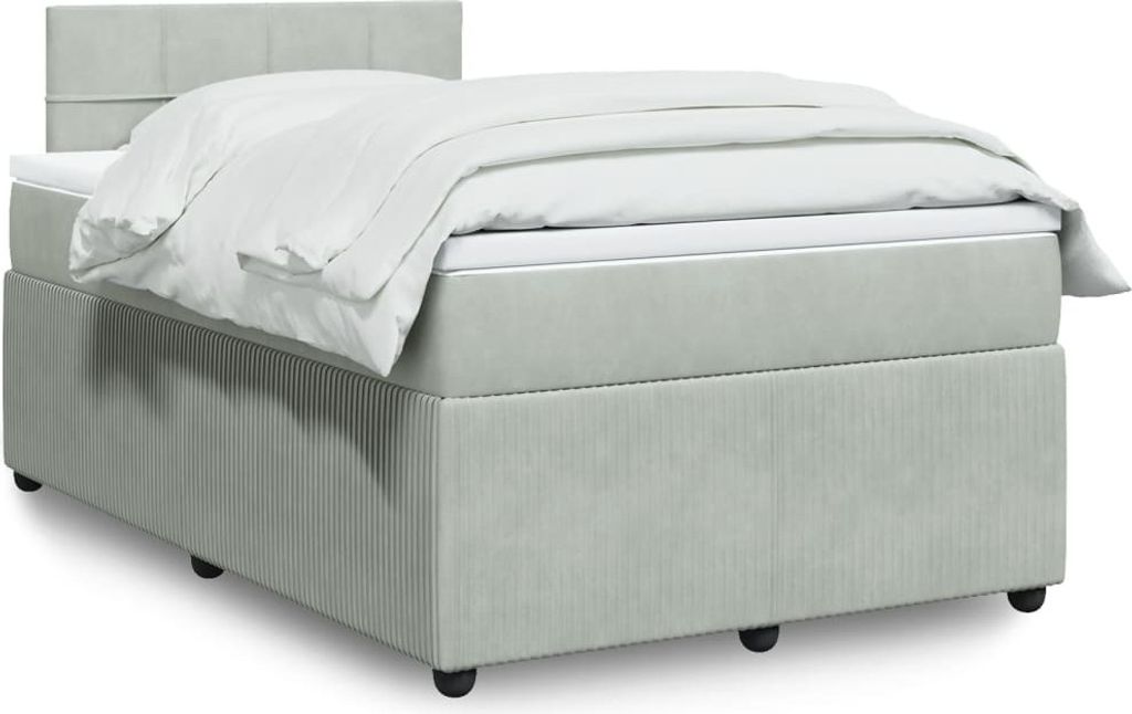 “2026 Moderne“Doppelbett/Jugendbett, Boxspringbett mit Matratze Hellgrau 120x200cm Samt - Klassische Betten,Bettrahmen Designermöbel 5130320