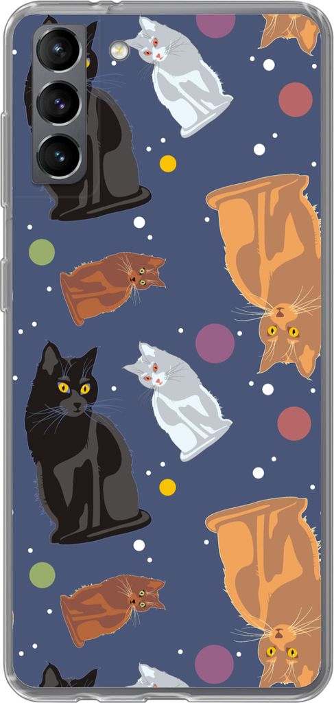 MuchoWow Handyhülle Schutzhülle Hülle für Telefoonhoesje Samsung Galaxy S21 Plus Muster - Katze - Weltraum - Jungen - Mädchen - Kinder - Kin...