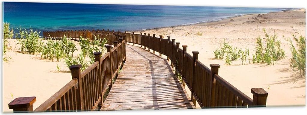 Bilder auf glas - Ozean Strand Sand Ufer - 160x50cm - Glasbilder - Wandbilder - Kunstdruck - zum Aufhängen bereit - Wanddekoration aus Glas - Glas...