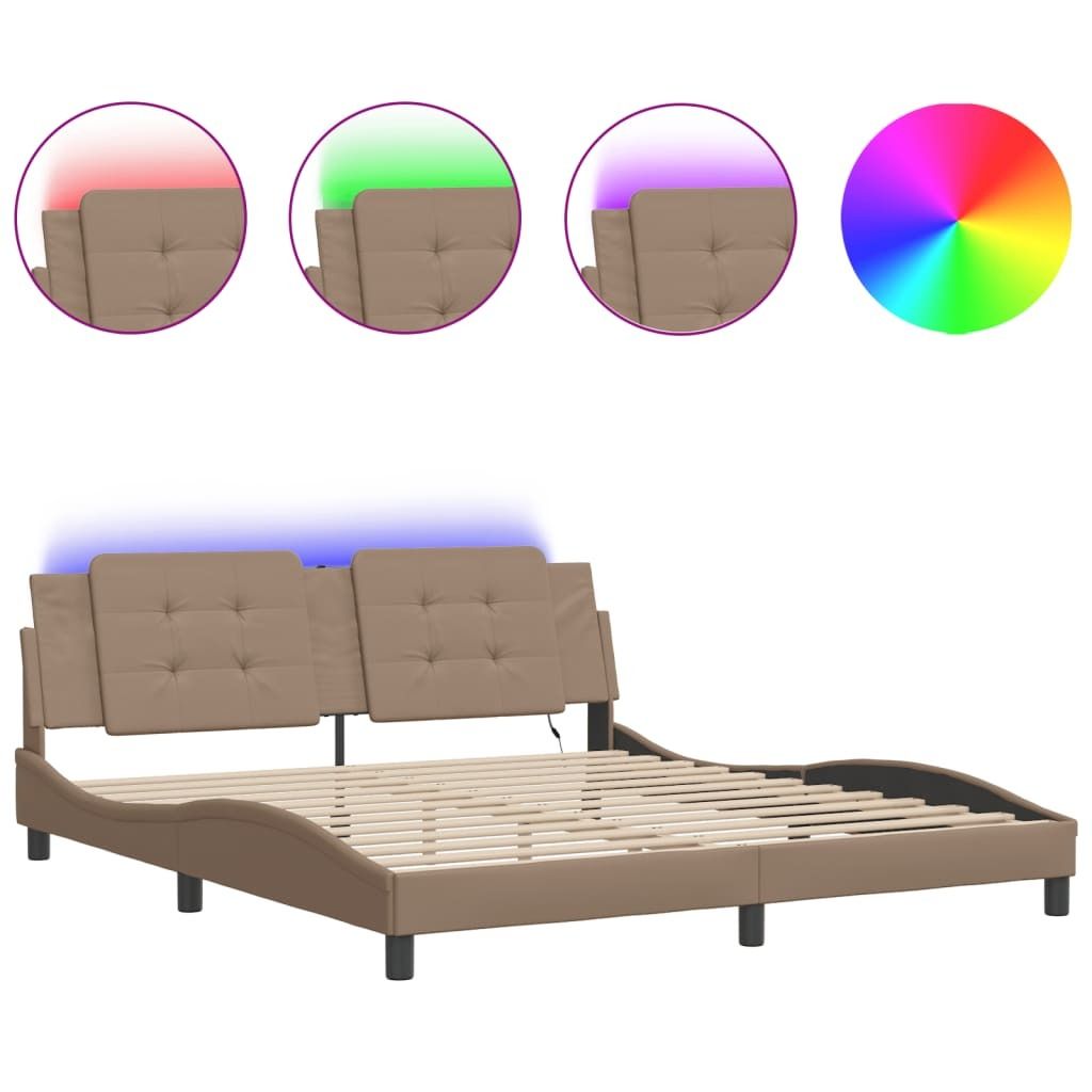 Bettgestell mit LED ohne Matratze "Zadar" Cappuccino-Braun 180x200 cm