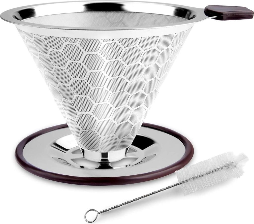 Permanenter Kaffeefilter aus Edelstahl, papierloser Kaffeefilter zur Herstellung von manuellem Kaffee, wiederverwendbarer Kaffeetropfer mit doppelt...