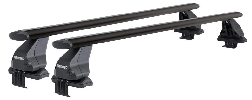 Menabo Omega Plus Black | Dachträger Peugeot - 5008 2021+ - Aluminium - Länge 130 cm - Tragkraft 50 kg - 2er-Pack