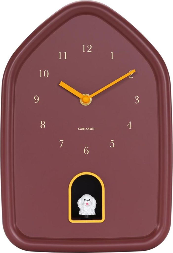 Karlsson - Wanduhr Modern Doggy - Rot - 29.1x20x29.1cm Produktbild 