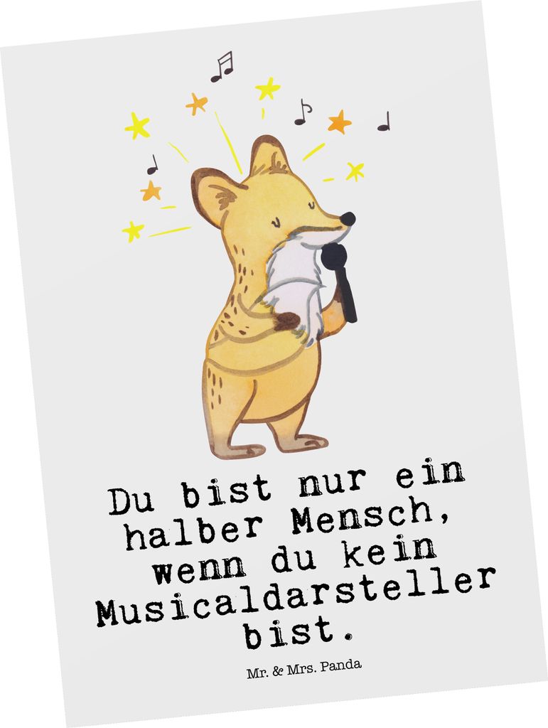 Mr. & Mrs. Panda Grußkarte Musicaldarsteller Herz - Weiß - Geschenk, Postkarten, bildkarte, Postkarte, Ansichtskarte, Kunstkarten