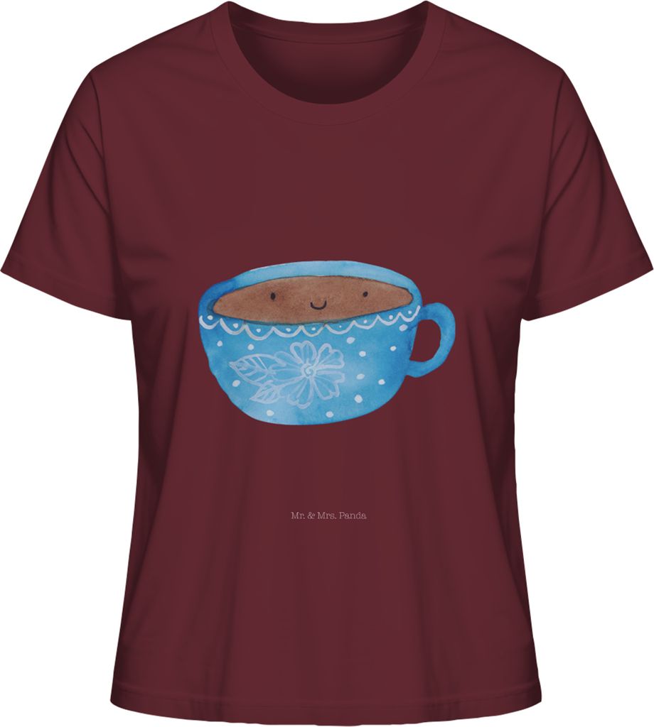 Mr. & Mrs. Panda Oberteil Damen Kaffee Tasse Größe S - Burgundy - Geschenk, Glücklich, Basic Shirt, Lustige Sprüche, Liebe, Genuss, T-Shirt, Ku...
