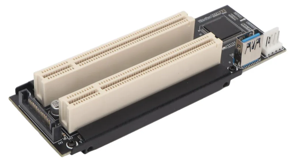 Carte d'extension PCI-E vers double PCI Plug-and-Play avec LED bleue - 7