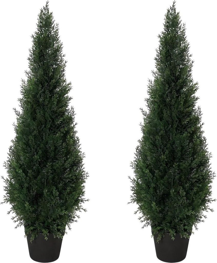 Künstliche Zypresse Pflanze Set 2 Stück 90/120 cm – Realistische UV-beständige Kunstpflanze für Innen & Außen – Dekorative Topfpflanze fü...