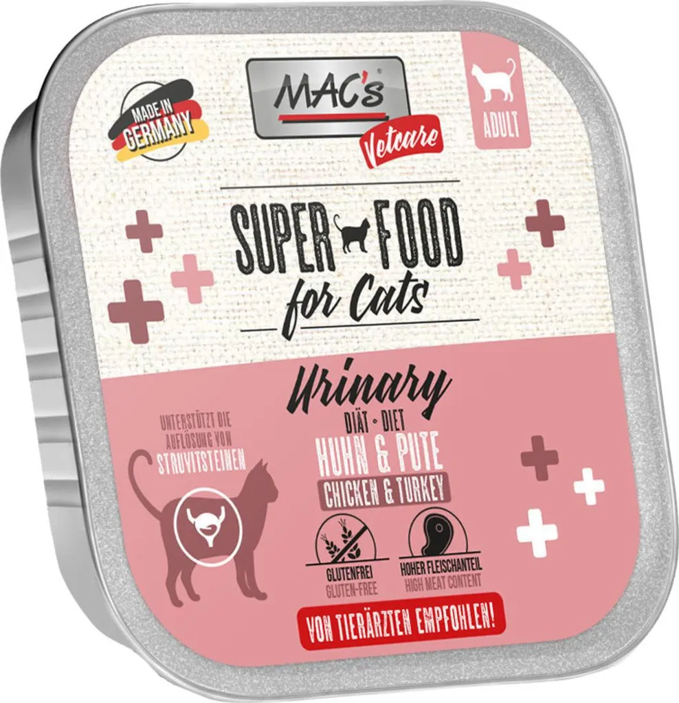 Kit Risparmio MAC's Cat Vetcare Urinary Pollo e Tacchino 16 Vaschette