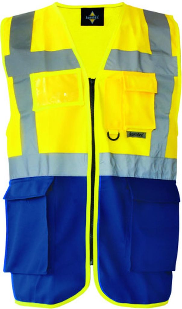 Korntex KXMF | Multi-Funktions-Warnweste Executive - Farbe: Signal Yellow/Navy - Größe: L