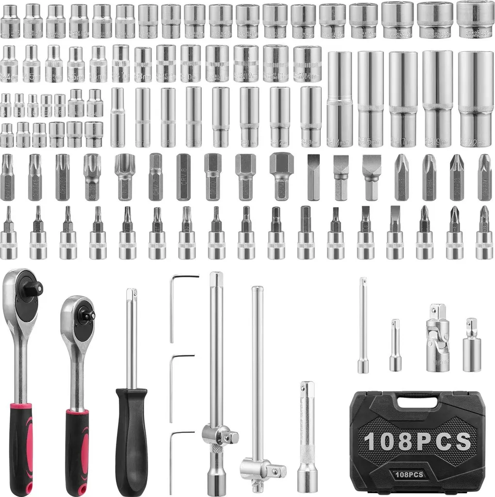 Kit 108 Pezzi Chiavi e Cricchetti Professionale - Acciaio Speciale Cr-V