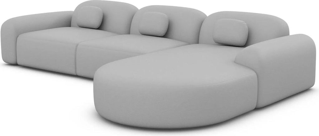 Kunstleder L-Form Rund Sofa Nuvia Hellgrau Rechts