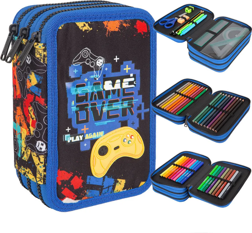 CoolPack Jumper 3 Game Over - Trousse garnie 3 compartiments scolaire