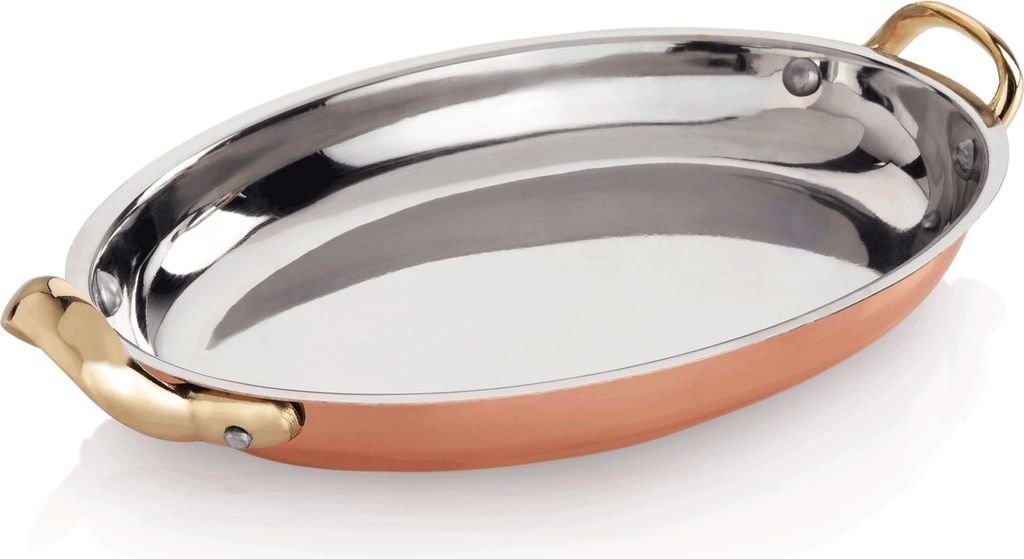 Servierpfanne STEEL & STYLE AMBER, 25 x 18 x 3,5 cm, 1 ltr., Kupfer, Messing, Chromnickelstahl