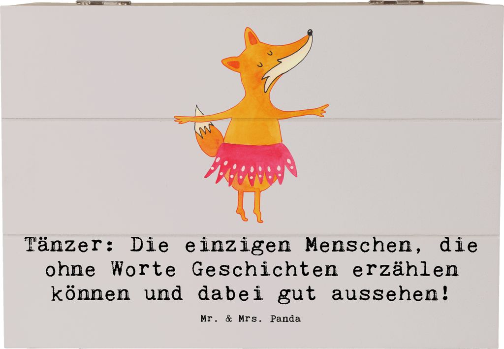 Mr. & Mrs. Panda Geschenkbox Tanzen Geschichten 22 x 15 cm - Grau Pastell - Geschenk, Erzählen, Schatzkiste, Tanzbegeisterte, Choreografie, Teamsp...