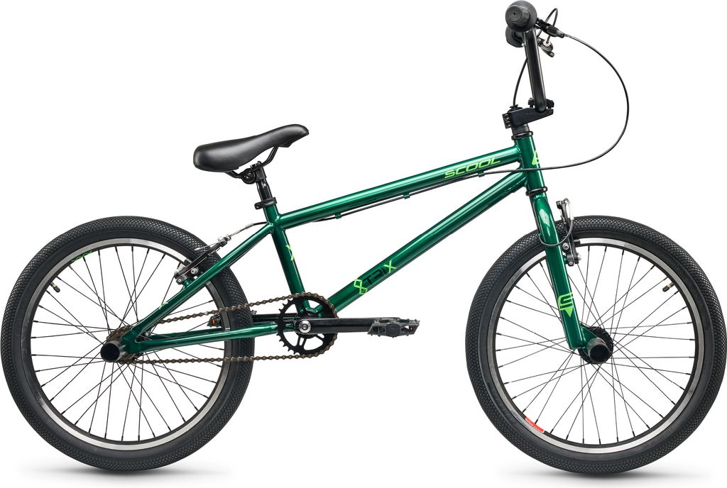 20 Zoll BMX-Kinderfahrrad S'COOL XtriX, 1 Gang, V-Brake, BMX-Rahmen, Dark Green/Neon Green, 115–130 cm ab 6 J.