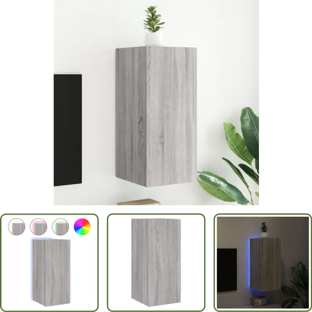 Mobile TV Sospeso Grigio Sonoma con LED - Elegante Parete Attrezzata