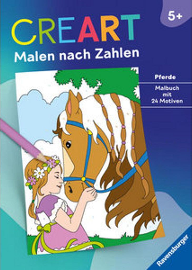 Ravensburger CreArt Malen nach Zahlen ab 5: Pferde, Malbuch, 24 Motive