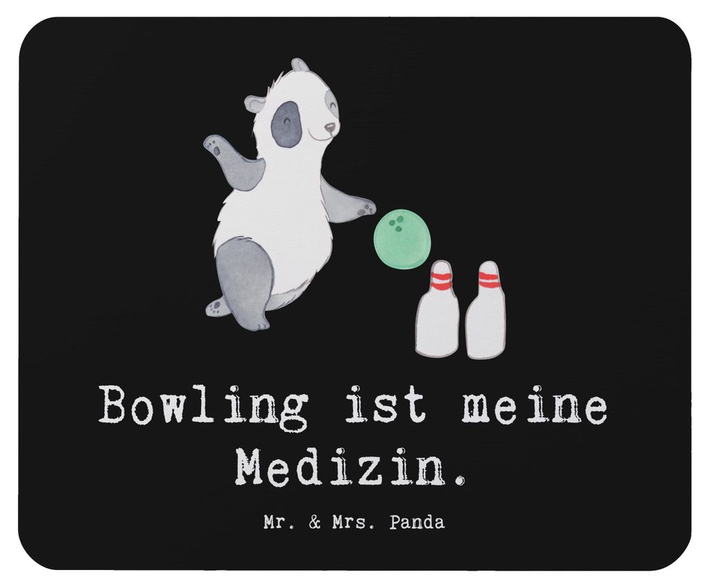 Mr. & Mrs. Panda Mauspad Panda Bowling - Schwarz - Geschenk, laptop mousepad, Center, computer, Mouse Pad, mausteppich, Bowlen gehen