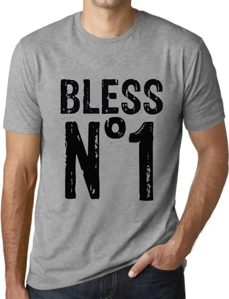 Herren Grafik T-Shirt Segen Nr 1 – Bless No 1 – Öko-Verantwortlich Vintage Jahrgang Kurzarm Lustige Druck Geburtstag Geschenk Mann