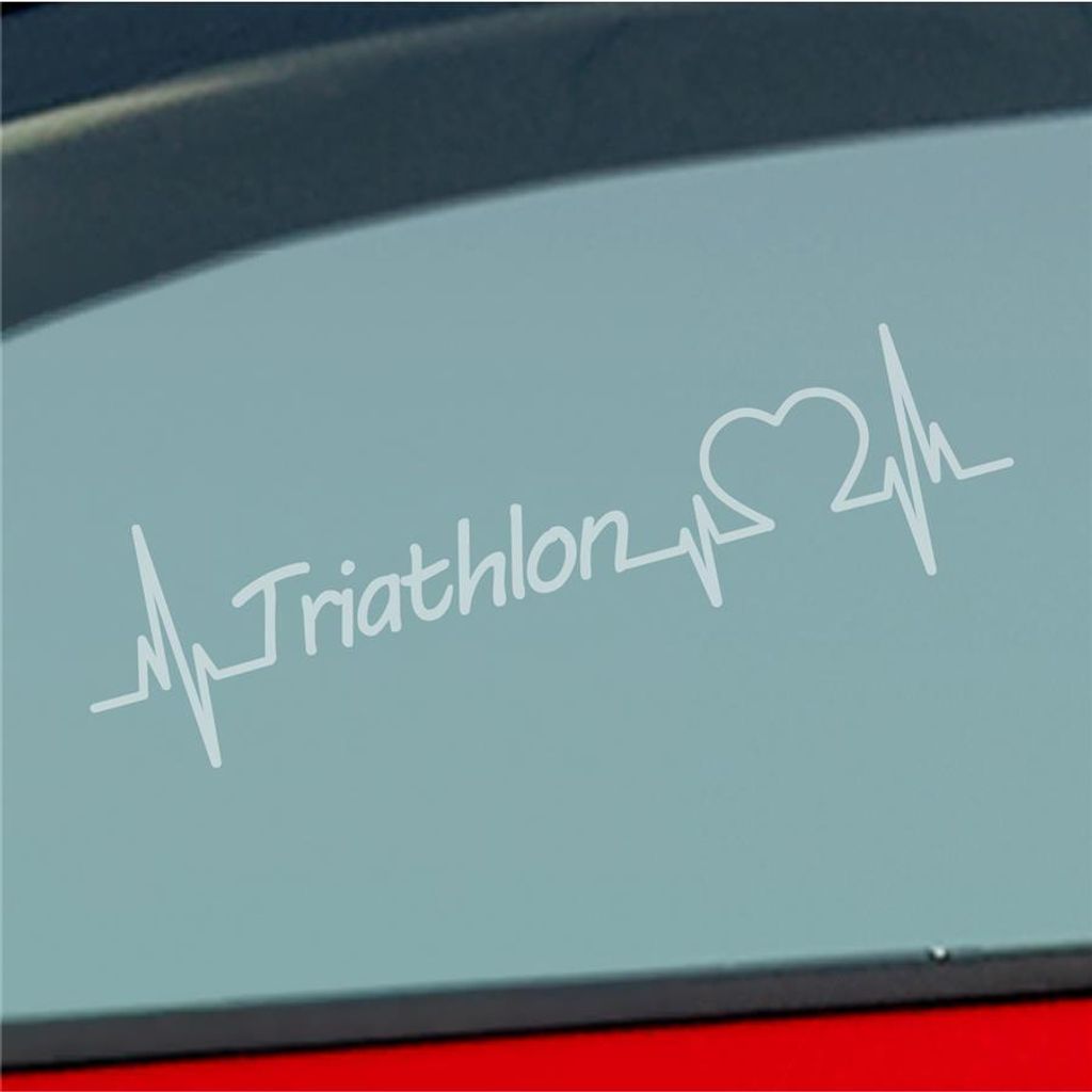 Auto Aufkleber Triathlon Herzschlag Ausdauersport Mehrkampf Produktbild 