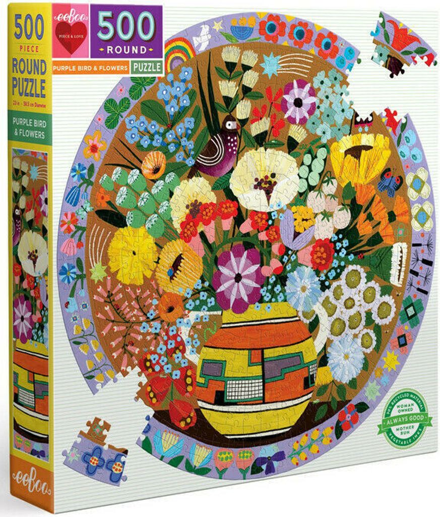 eeBoo Lila Vogel und Blumen (500)