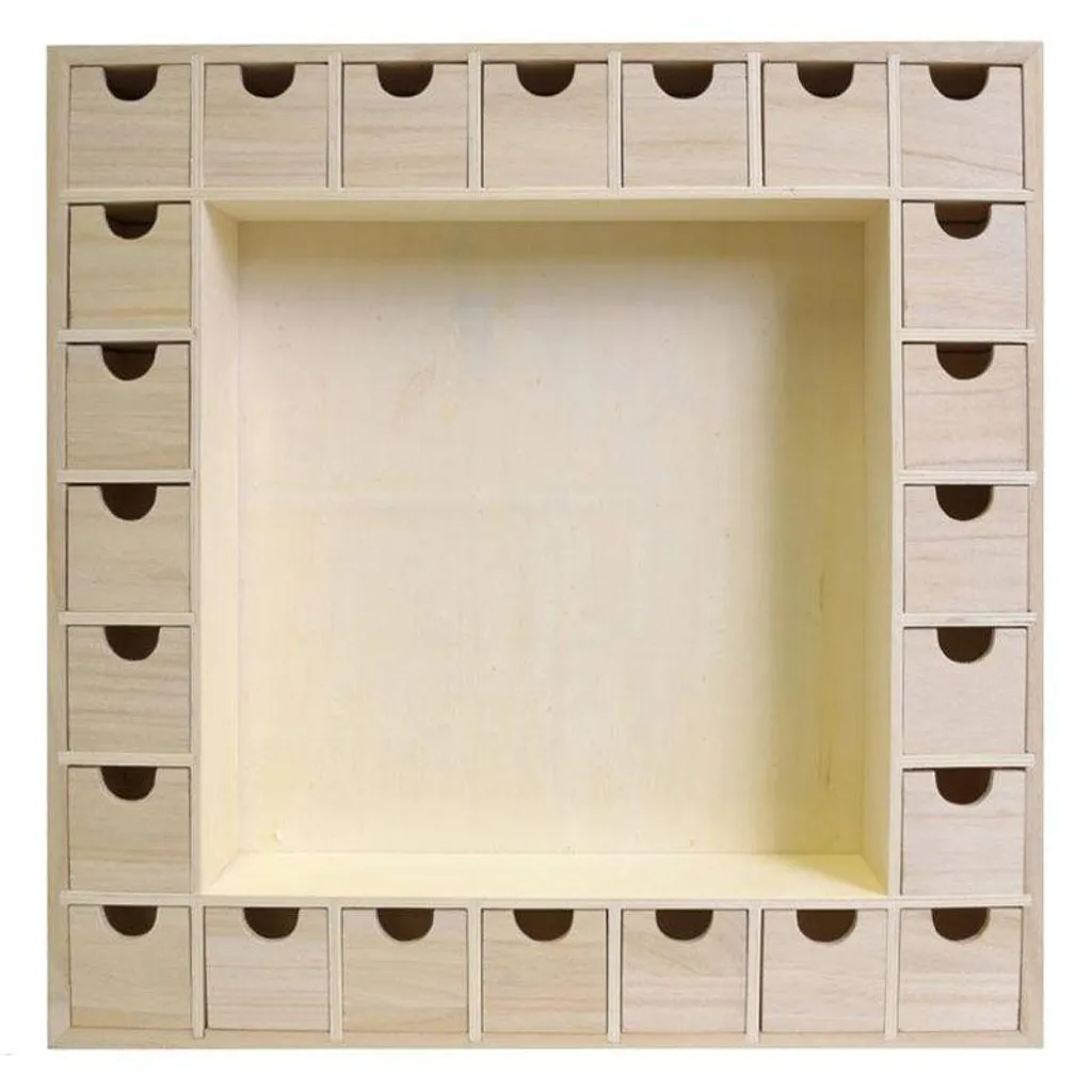 Calendrier de l'Avent Carré en Bois 39 cm à Peindre - Noël Créatif Famille