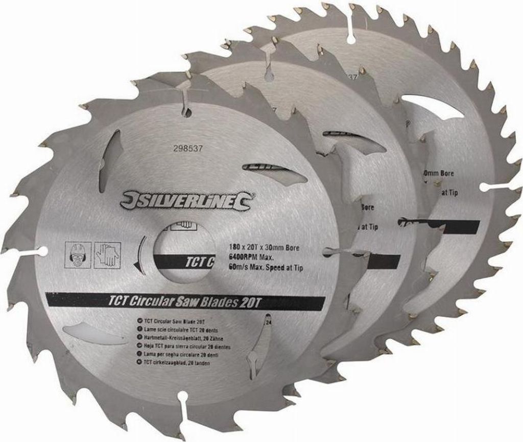 Lot de 3 lames SILVERLINE TCT Ø190 mm Alésage 30 mm - 20, Image du produit 