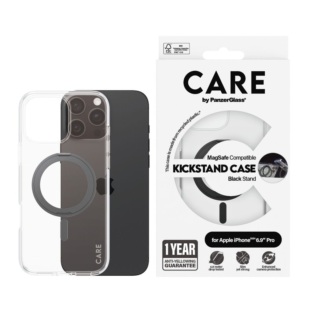 PanzerGlass CARE™ by ® Case Transparent w. Black Kickstand Zdjęcie produktu 