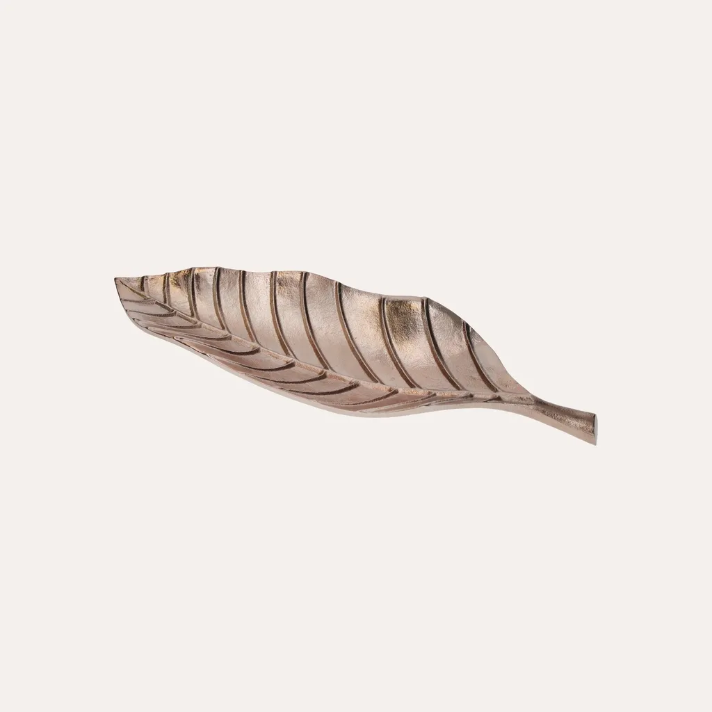 Coupe Décorative en Cuivre Forme Feuille pour Salon et Salle à Manger