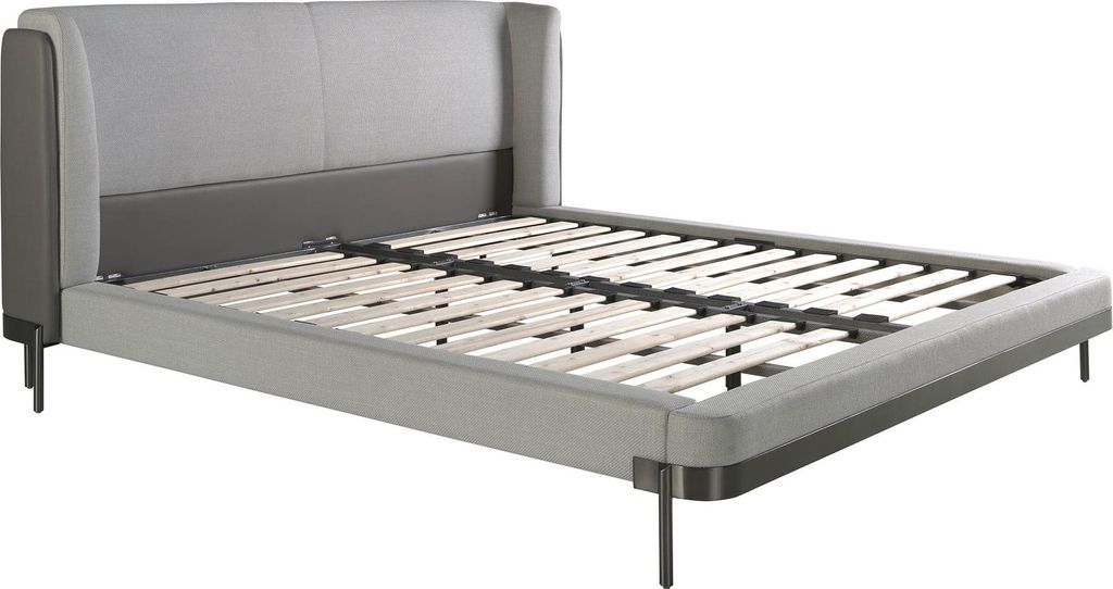 Angel Cerdá Bett aus hellgrauem Stoff und dunkelgrauem Kunstleder 7156