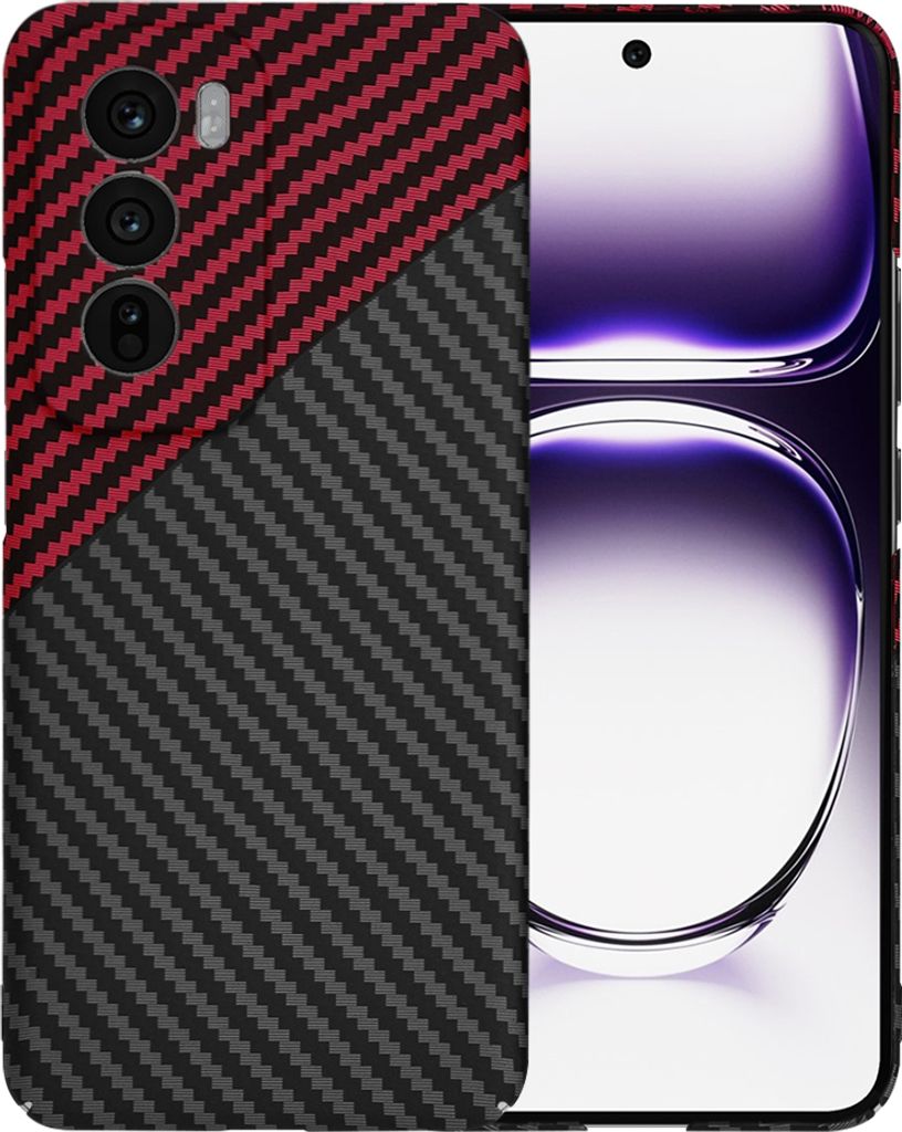Techsuit Carbonite FiberShell Back Cover Hülle für Oppo Reno12 - Rot/Schwarz
