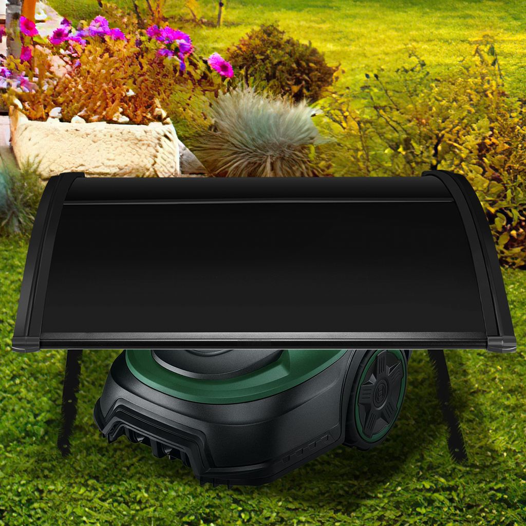 Hengda Rasenmäher Garage für Mähroboter Carport Schwarzer Stahlrahmen Metall Pulverbeschichtet 106x87x50 cm Schwarzer Dach