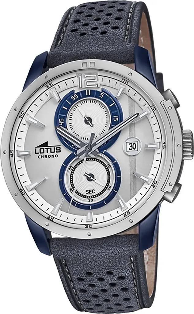 Montre Lotus Chronographe bleue et acier cuir L18367/1 sport homme