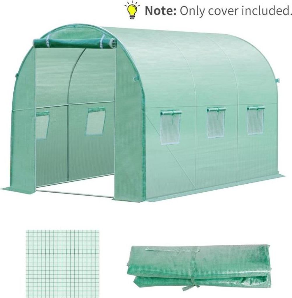 Polyethylenfolie, 3x2x2m, Ersatzfolie mit 6 Fenster, für Gartentunnel, Gewächshaus, Folientunnel, Gewächshausfolie, Gartenfolie