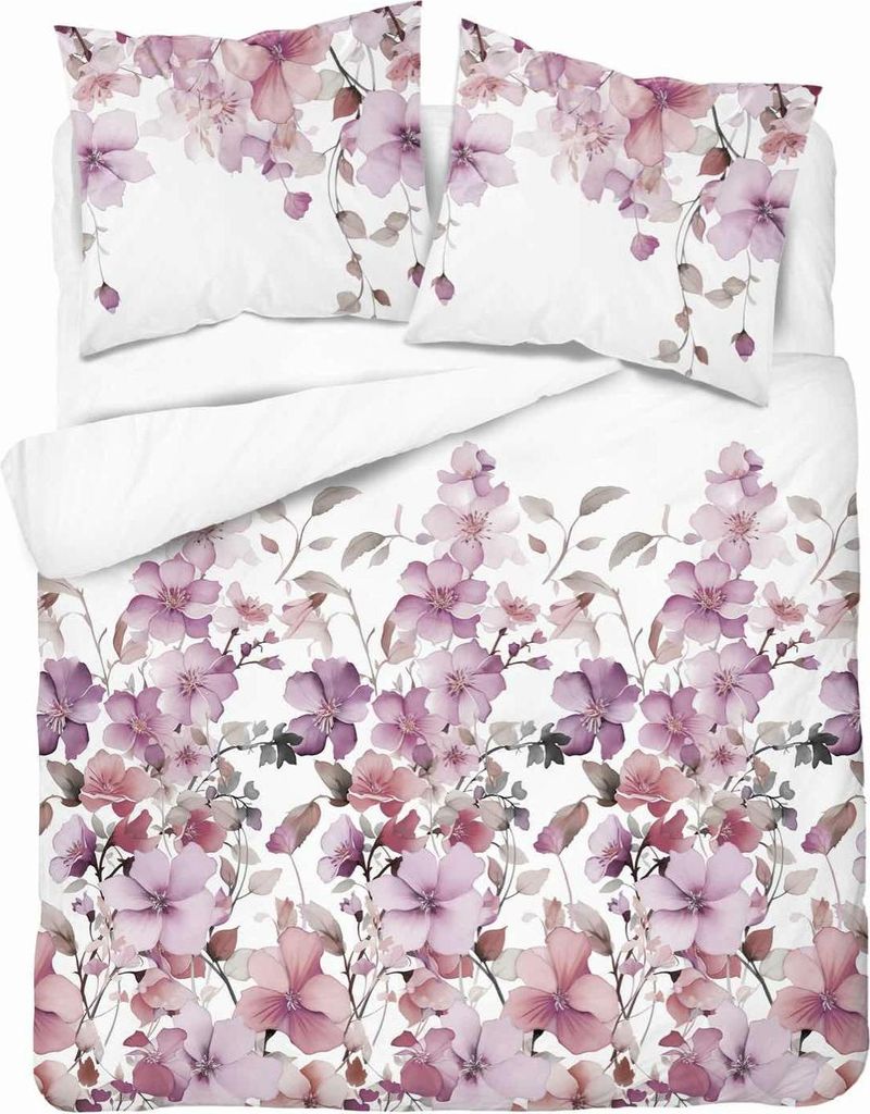 Bettwäsche, Baumwollsatin, hohe Qualität 200x220 5478b Lila Blumen